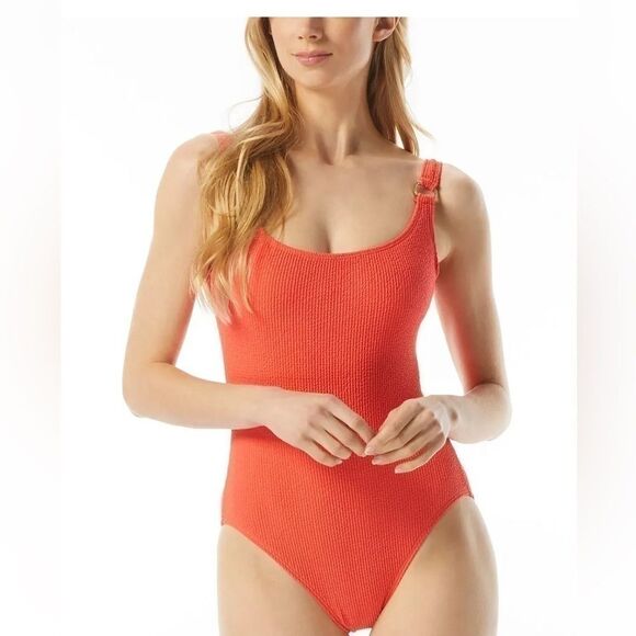 Michael Kors Logo Underwire One-Piece Women's SwimsuitNew size sangria